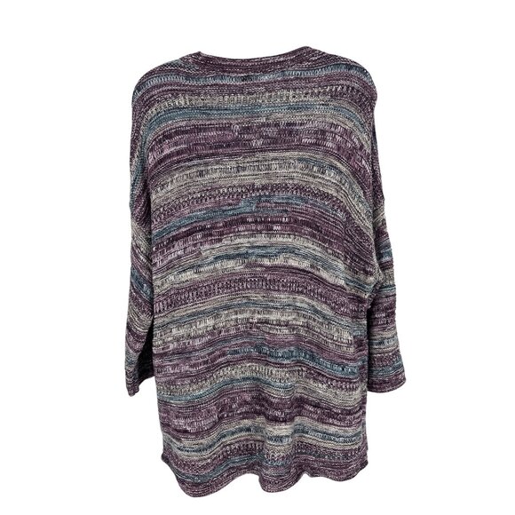 J.Jill Intarsia Mixed Texture Marled Cotton Blend Crewneck Sweater Size L - Picture 4 of 8